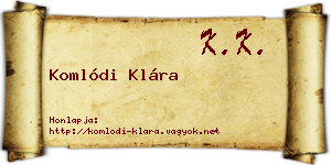 Komlódi Klára névjegykártya